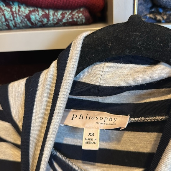 Philosophy black and gray striped short sleeve turtleneck knit top size XS - Picture 2 of 3